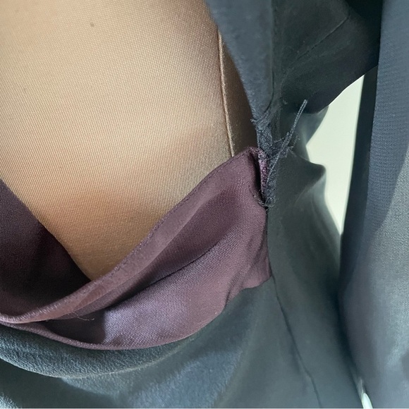 All Saints Allsaints Black Plum Asymmetric Long Sleeve Silk Lucas Shirt Size 2 - Picture 8 of 9